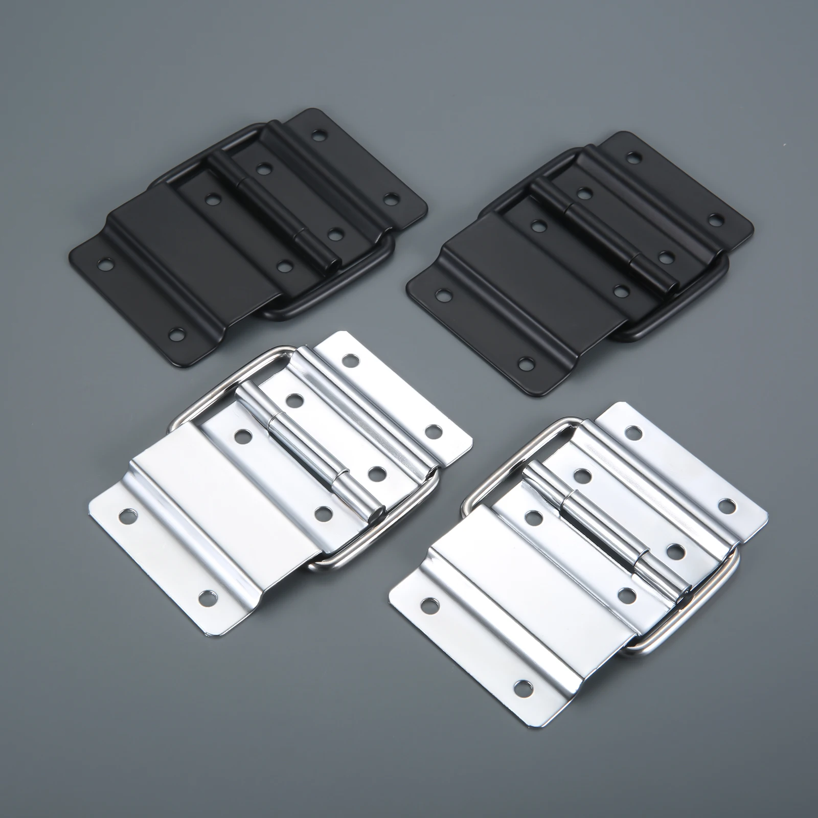 2pcs/set Support Hinges 85*50mm Iron Chrome Strut Hinge 8 Holes Silver/Black Secure Air Flight Case Tool Box Luggage Furniture