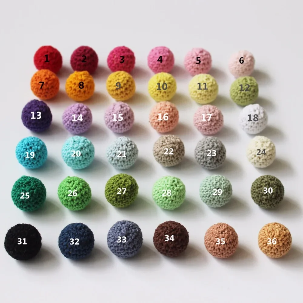 5pcs 16-20mm Crochet Round Wooden Beads Mix Handmade ball Can Chew DIY Nursing Jewelry Organic Teething Bracelet beads