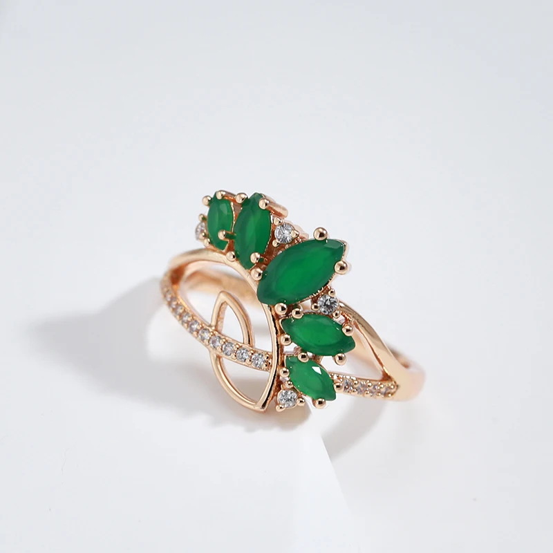 SYOUJYO Dark Green Zircon Brass Rings For Women Spring Outdoor Luxury Jewelry