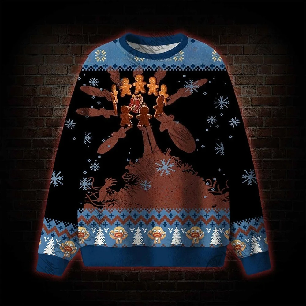 2026 New Gingerbread Monster Horror Ugly Christmas Sweater Men‘s Women’s Kid‘s Family Pullover Funny Christmas Party Jumper