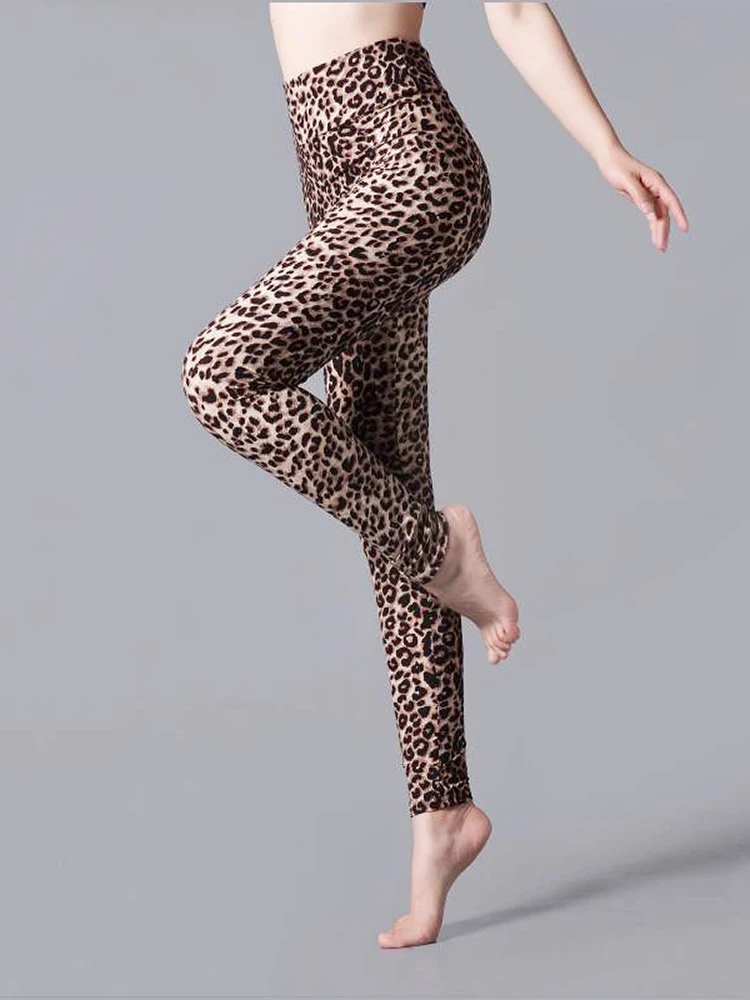 Women's Leggings Leopard Color Stripe Print Tights Polyester Spandex Blend Elastic Waist Autumn and Winter Clothing