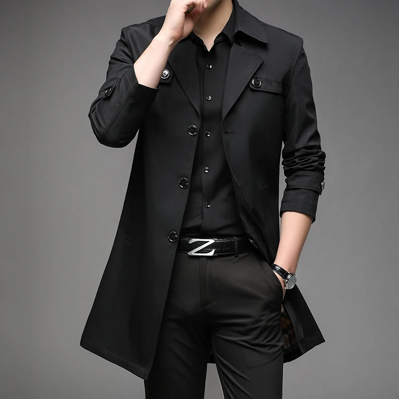 Thoshine Brand Spring Autumn Men Trench Coats Long Superior Quality Male Fashion Jackets Smart Casual Plus Size 6XL