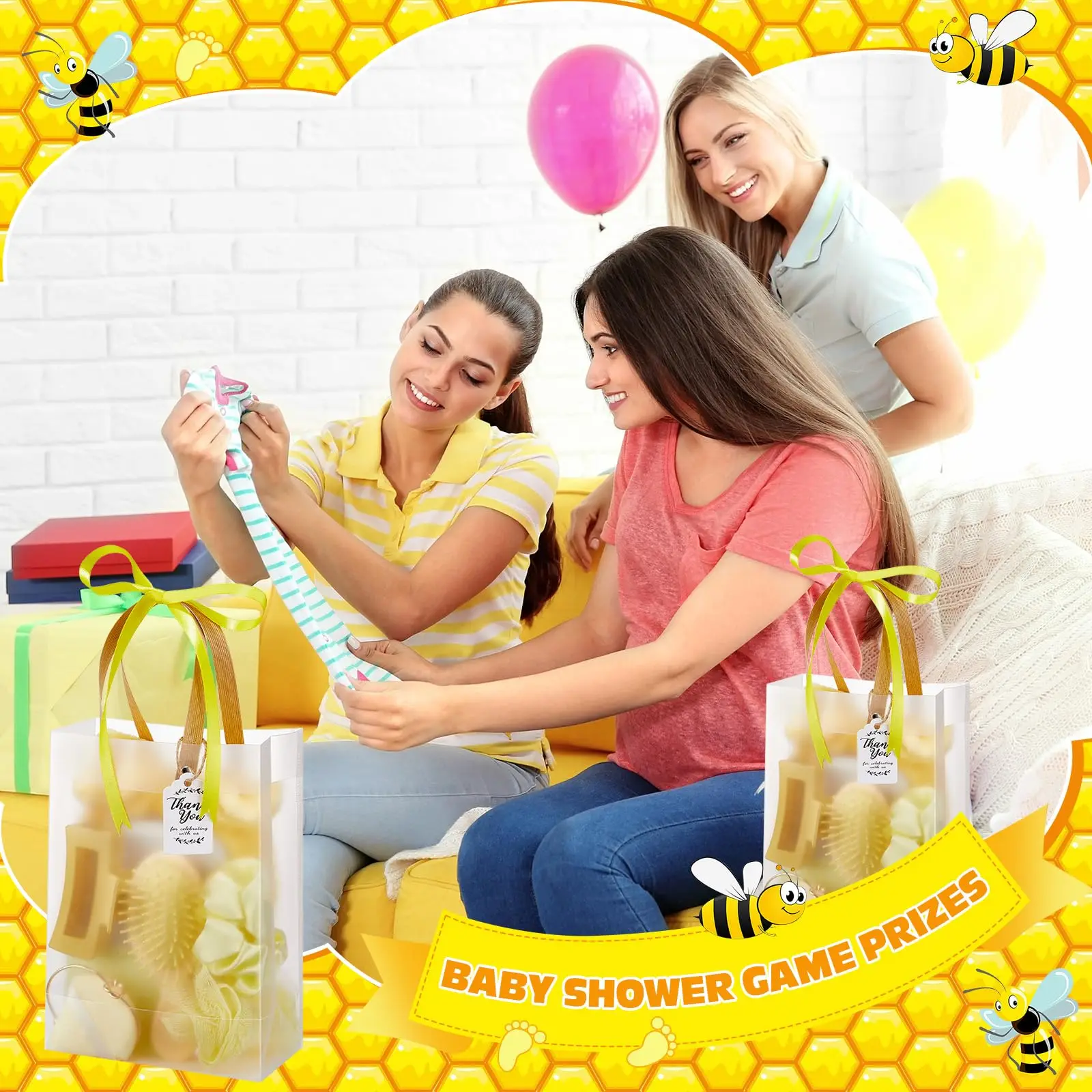 74Pcs Baby Shower Prizes for Game Winners Baby Shower Favors Gifts including Headband Hair Brush Jewelry Box with Gift Bag for Baby Shower Game Prizes Wedding Bridal Shower Favors view 6