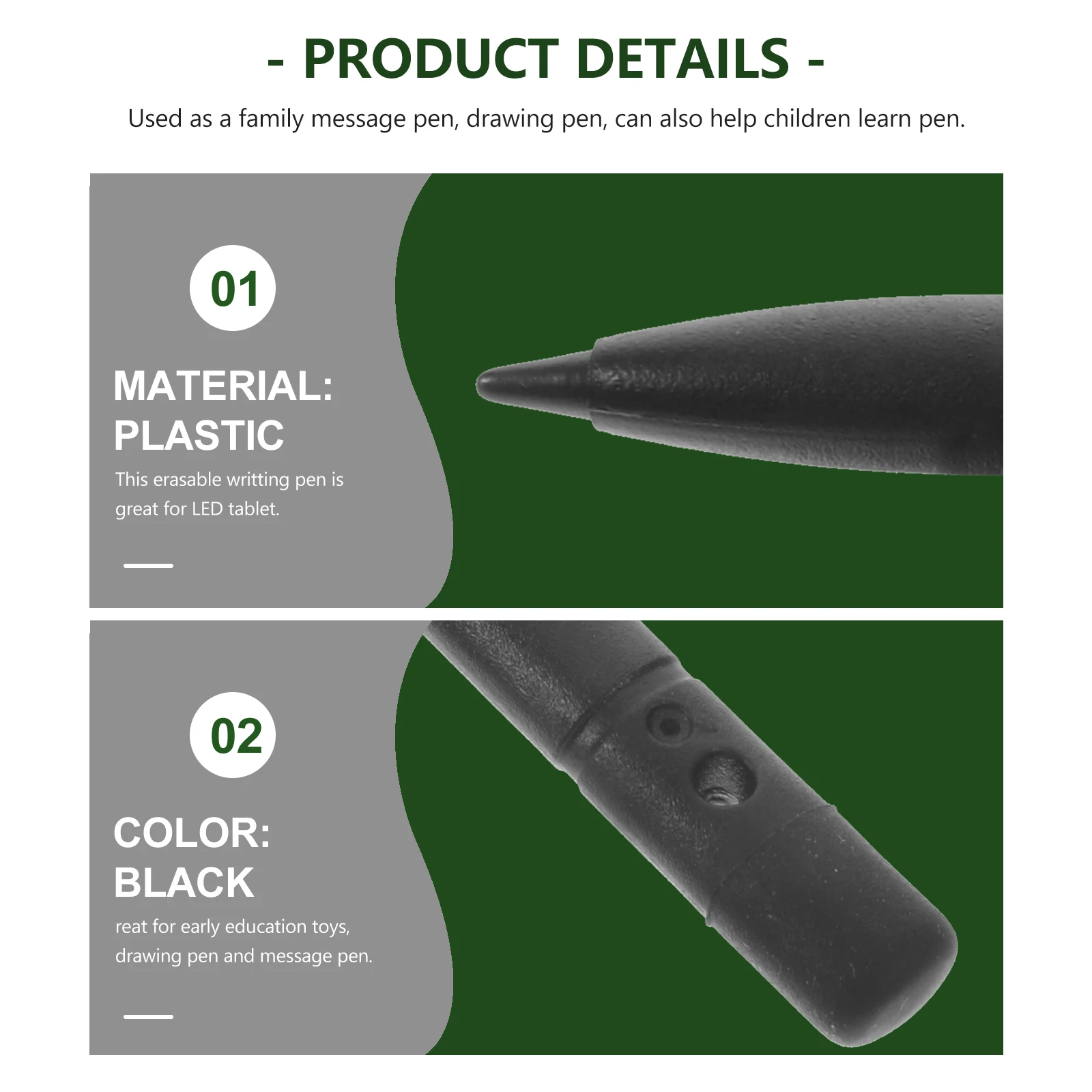 

8.5 Inches /10 Inches /12 Inches Erasable Tablet Pen LCD Tablet Pen Writting Tool Tablet Stylus (Black)