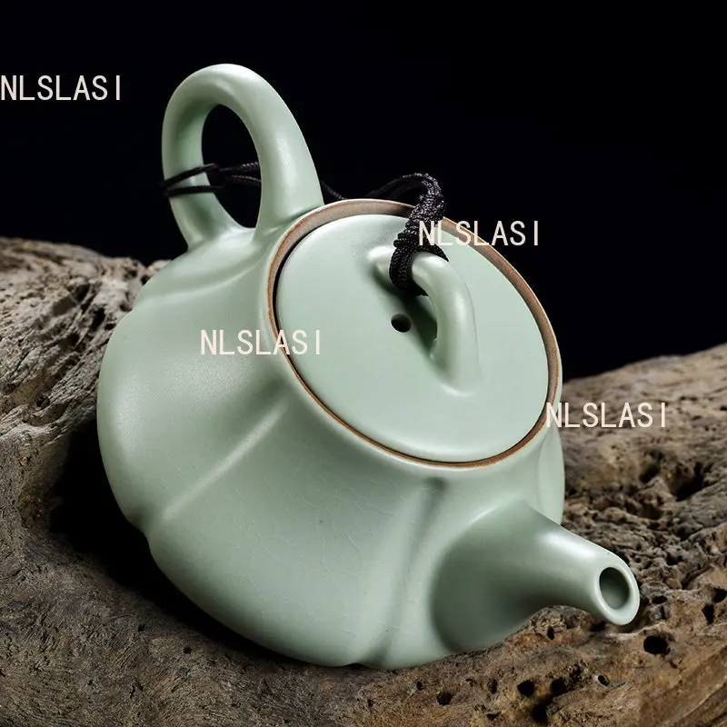 Green Ceramic Teapot Ru Kiln Can Pass Through Follicular Teapot Chinese Style Household Xishi Teapot Shipiao Kettle