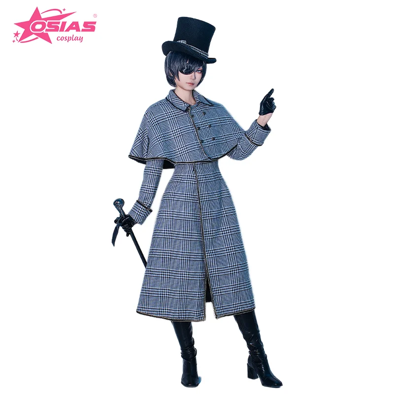 

OSIAS Ciel Phantomhive Cosplay Costume Set Ciel Phantomhive wig Ciel Phantomhive shoes Ciel Phantomhive Houndstooth Black Butler