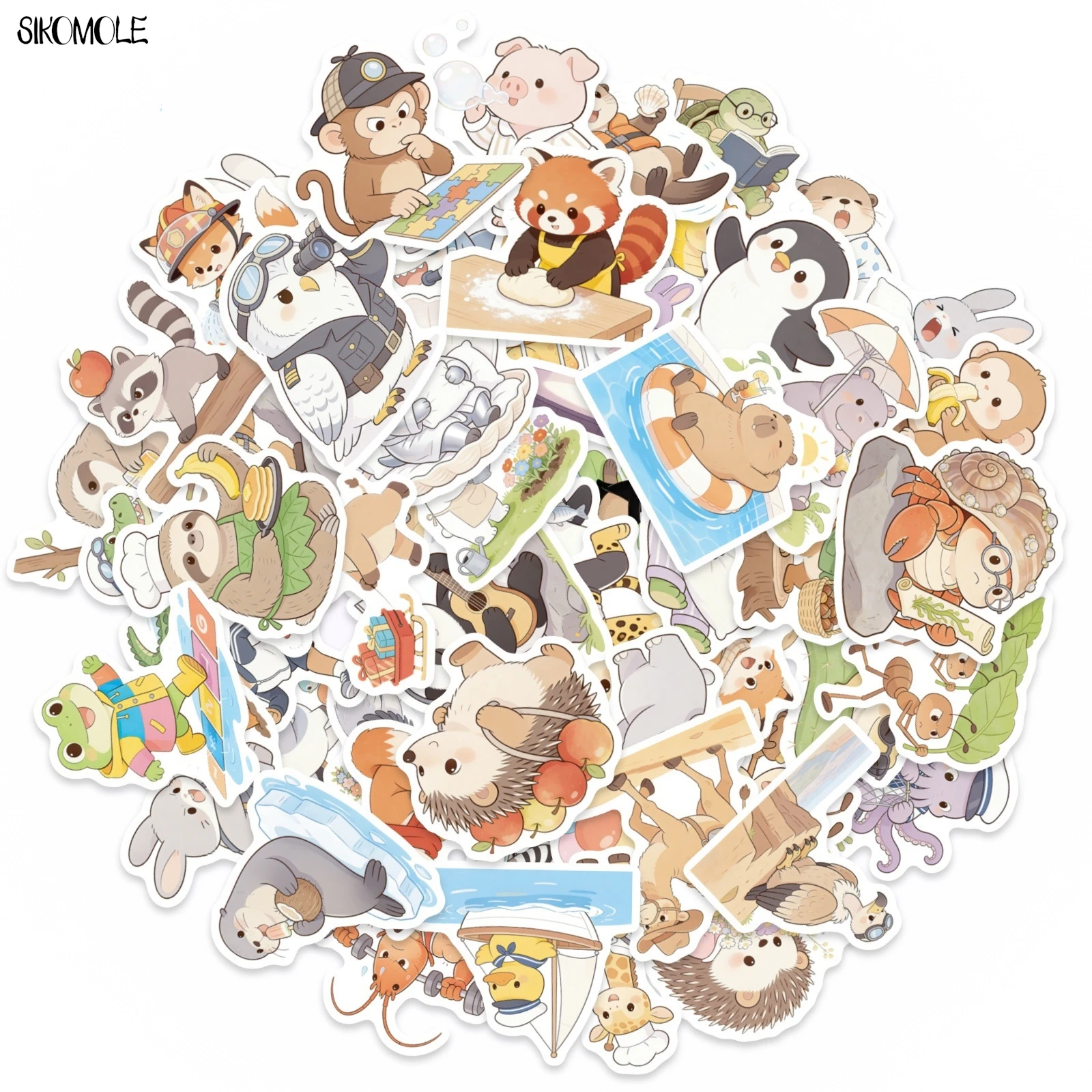 

10/30/56PCS Cute Meme Animal Daily Life Stickers Hedgehog Fox Funny DIY Kids Toys Guitar Luggage Suitcase Decal Graffiti Sticker