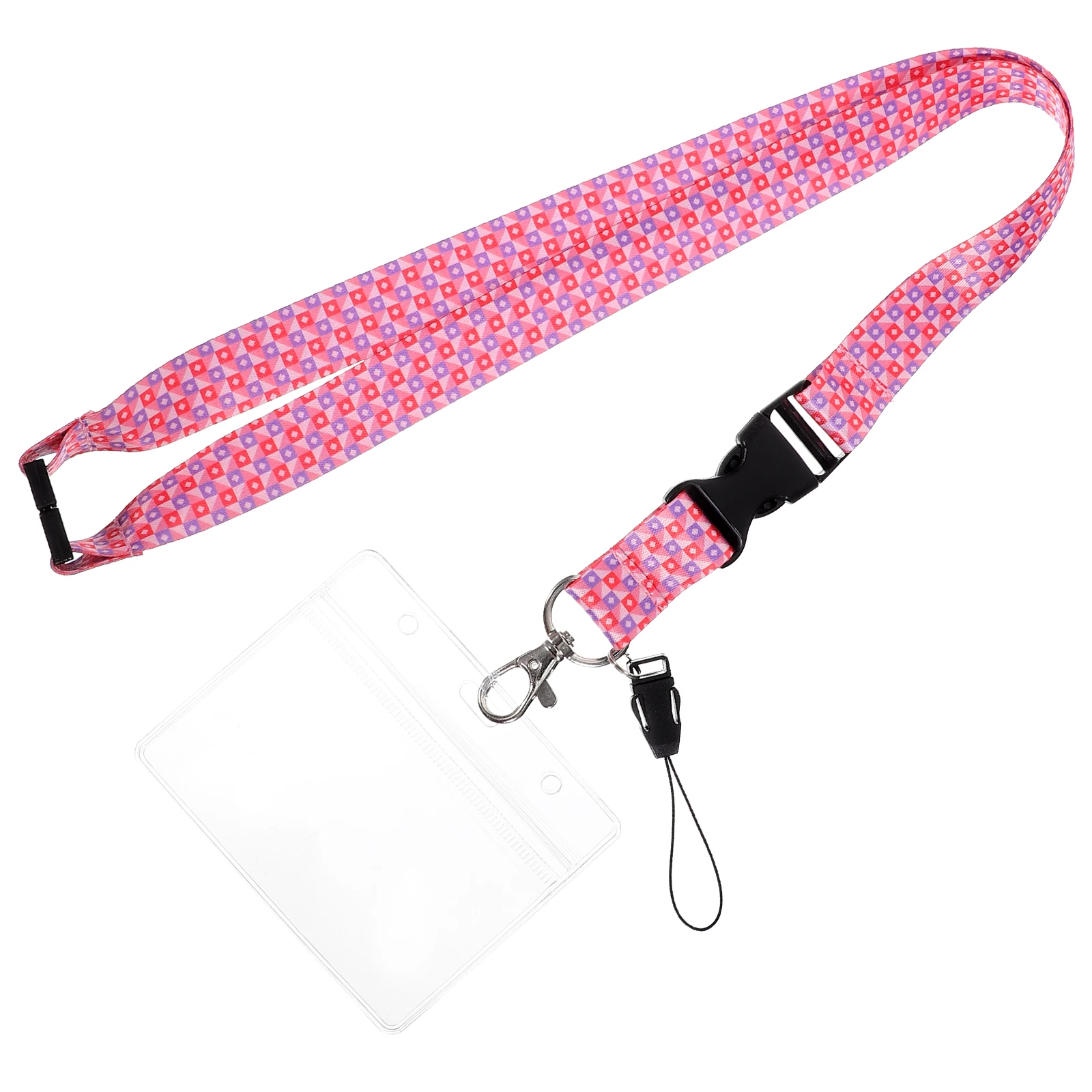 

Boho Lanyards ID Badge Holder Clear Card Sleeves PVC Bracket Red Color Fits Cards Office Use Lightweight Compact