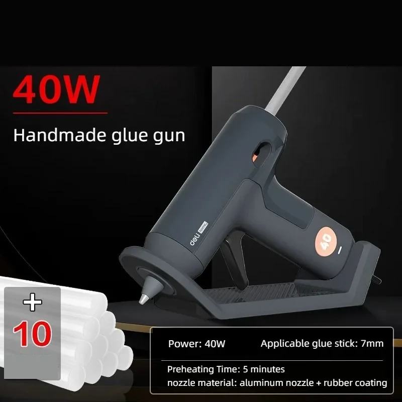 Deli 40W Hot Melt Glue Gun With 7MM Transparent Glue Stick Mini Gun Home Electric Heat Temperature Gun Repair Tool Stick Set