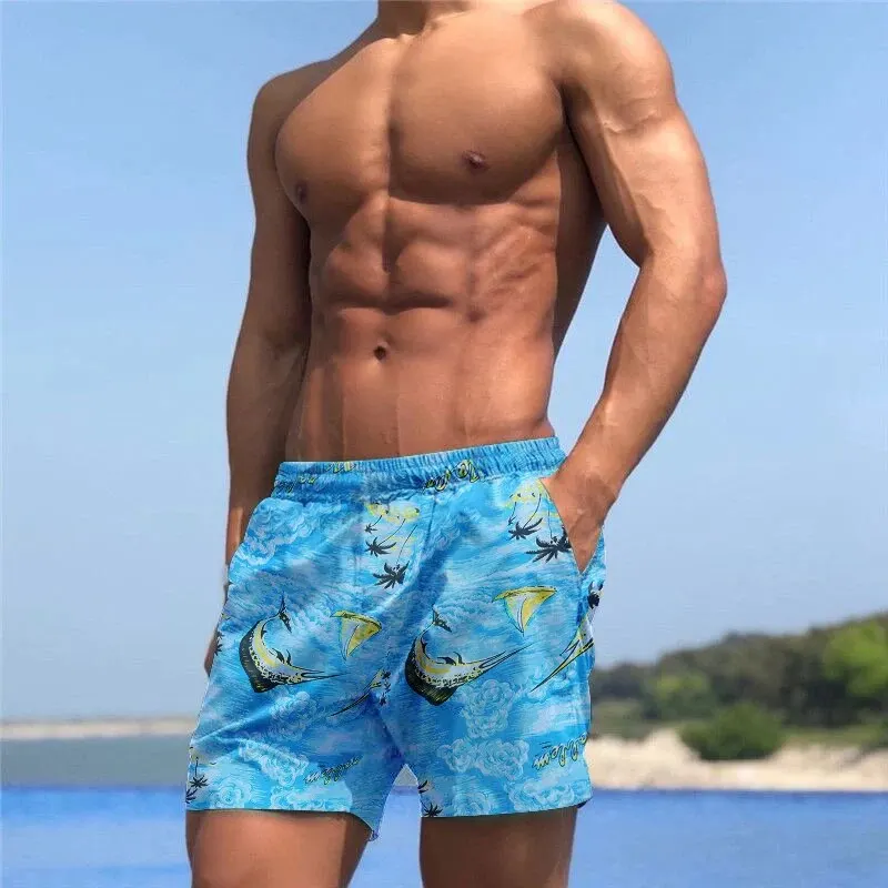 Summer Men\'s Equal Size Beach Pants 2023 Hawaiian Style Fake Print Multi-Color Patchwork Shorts Everyday Casual Shorts