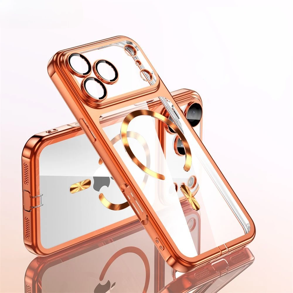 مع غطاء Magsafe مطلي ناعم لهاتف iPhone 17 Pro Max 17 Pro iPhone 15 16 Pro Max 16Pro غطاء شفاف مقاوم للصدمات