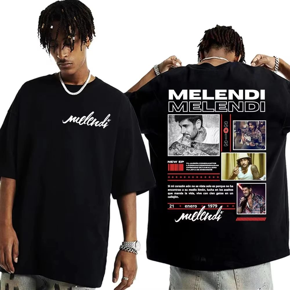

Rapper Melendi 2025 Summer Album Tour Cover Men's and Women's Printed Pure Cotton T-Shirt Unisex Casual Short Sleeve Comfort Top