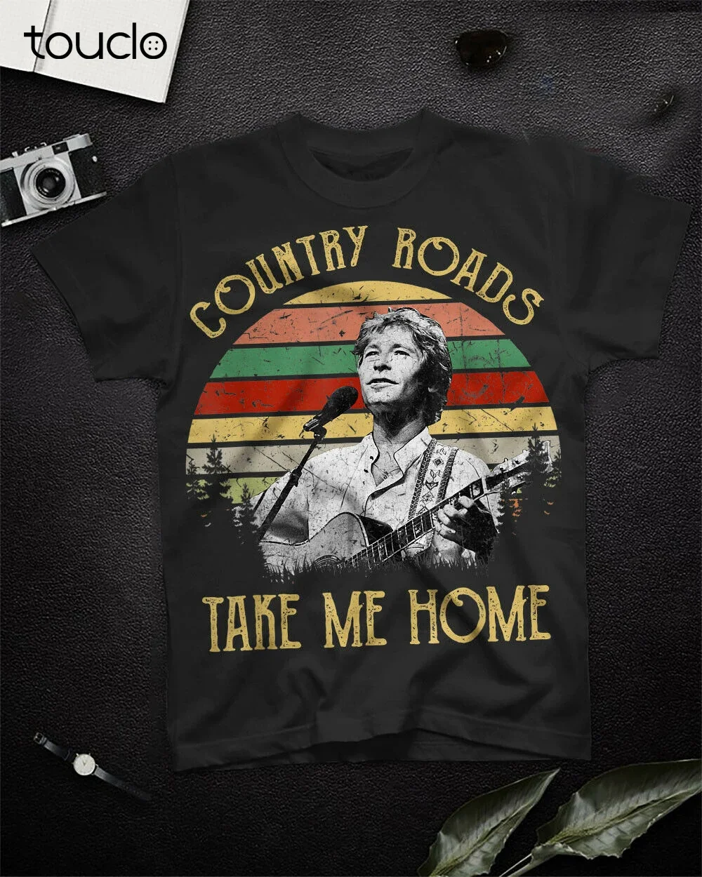 Country Roads Take Me Home Love John Denver T-shirt Black S-3XL