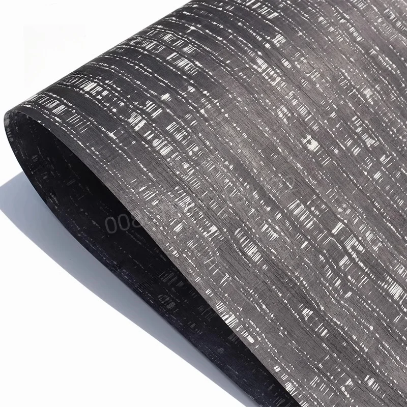 Reconstituted Engineered Wood Veneer with Star River Pattern,E.V., Fleece Backing, 60x250cm,1pc,for Furniture & Home Decor,Black