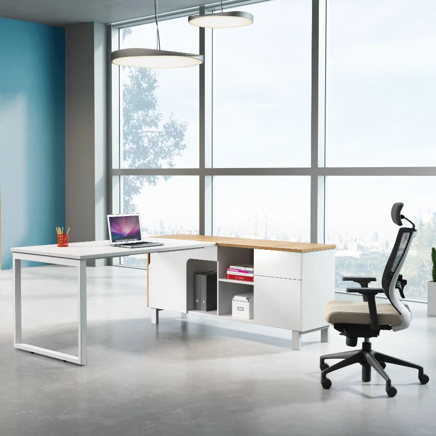 

Luxury Office Furniture Staff Manager Computer Modular L-Shape Executive Big Size Office Desk Table With Drawer