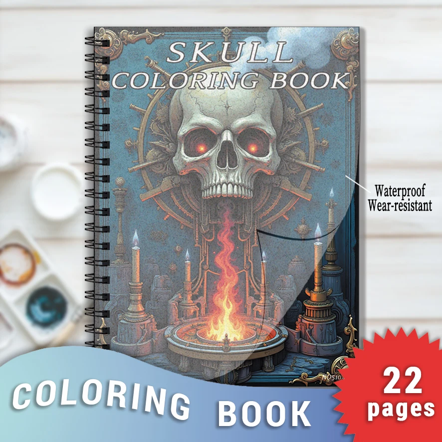 Adult Skull Coloring Book 8.3x11.2 inches 22 Pages Stress Relieving Creative Art