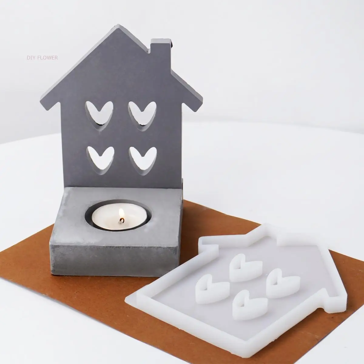 Love House Candlestick Silicone Mold DIY Creative Plaster Candle Holder Resin Molds Tea Light Making Tools Crafts Casting Mould