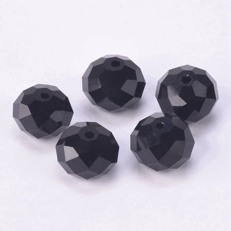 Rondelle Faceted Czech Crystal Glass Black Solid Color 3mm 4mm 6mm 8/10/12/14/16/18mm Loose Spacer Beads for Jewelry Making DIY