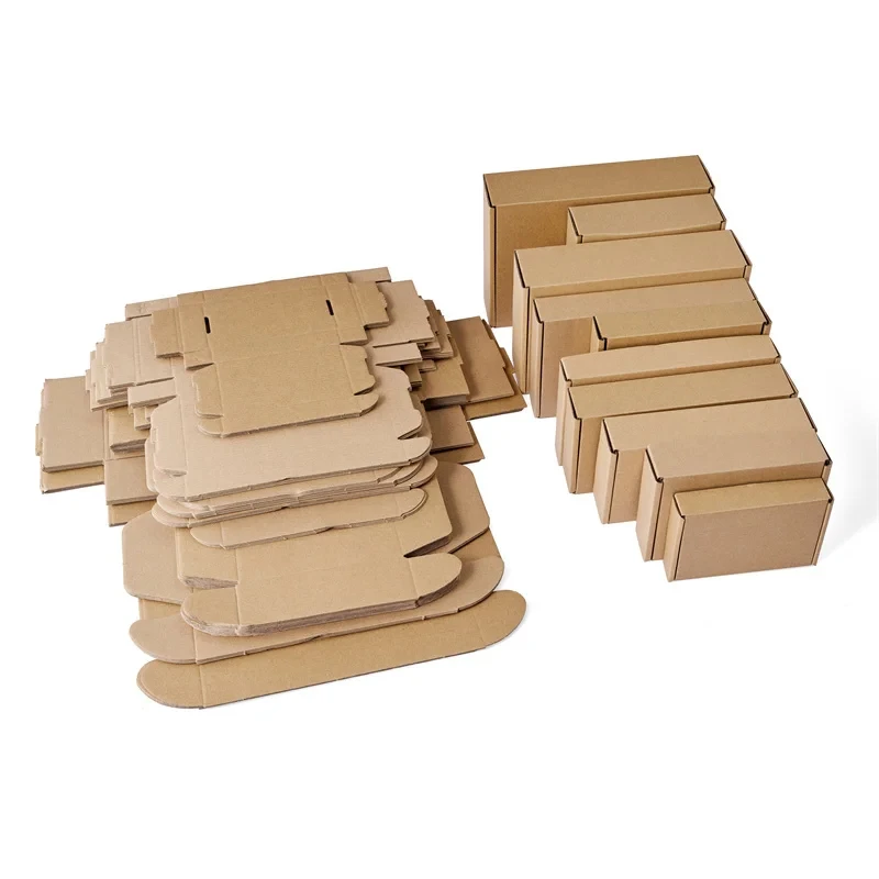 10PCS Small Shipping Boxes Brown Corrugated Cardboard Mailer Box for Packing Mailing Business Kraft Paper Packaging Box