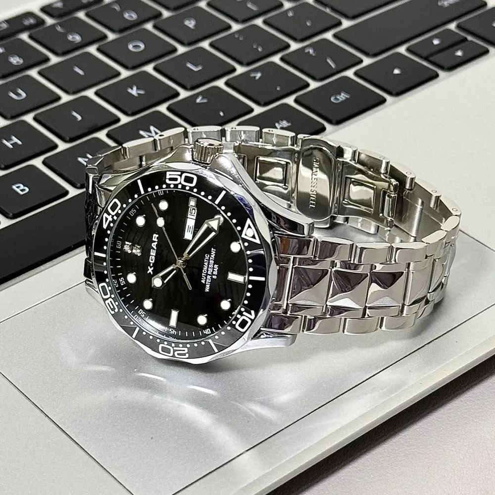

X-GEAR водонепроницаемые мужские механические наручные часы автоматические светящиеся часы из нержавеющей стали с морской лошадью ночник прецизионные часы