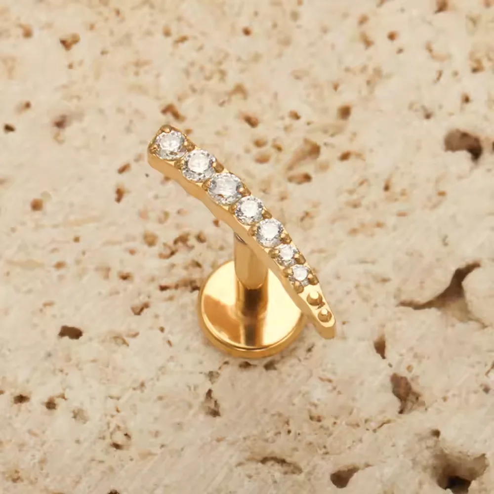 F136 سبائك التيتانيوم جديد متعدد الألوان سرادق زركونيا الأذن الغضروف ترصيع موضة الأذن ثقب الشفاه ترصيع هيئة ثقب المجوهرات