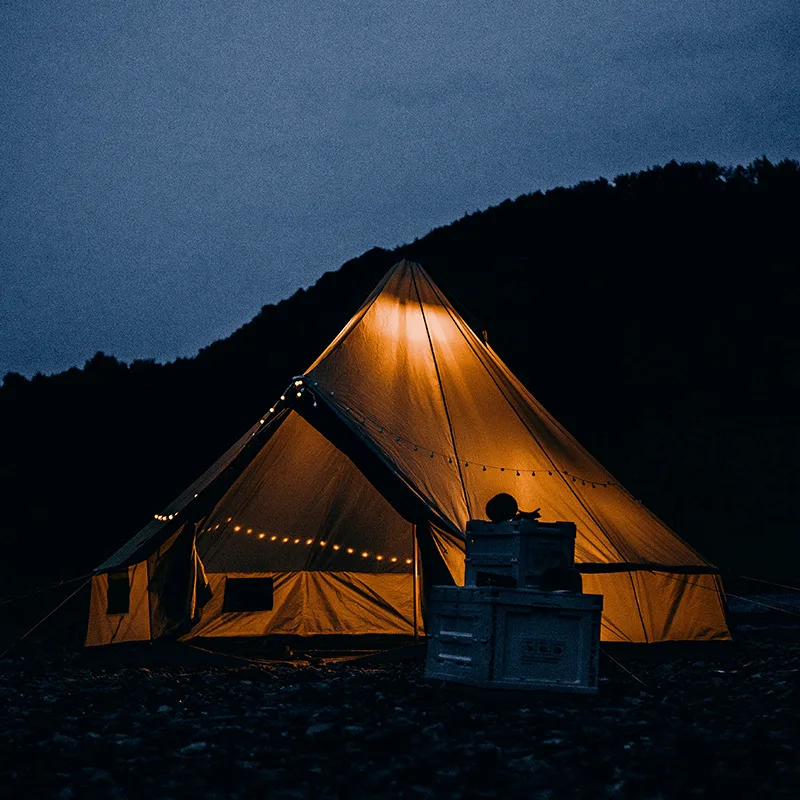 Tenda besar piramida India untuk berkemah di luar ruangan tenda besar tahan air bergaya Mongolia untuk Kemah keluarga dan mendaki