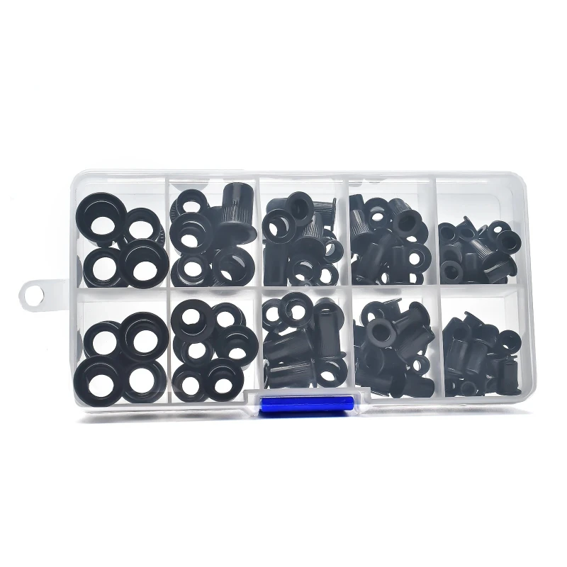 Threaded Insert Nuts 110pcs M3 M4 M5 M6 M8 Flat Head Rivnut Black Zinc Plated Carbon Steel Knurled Rivet Nut