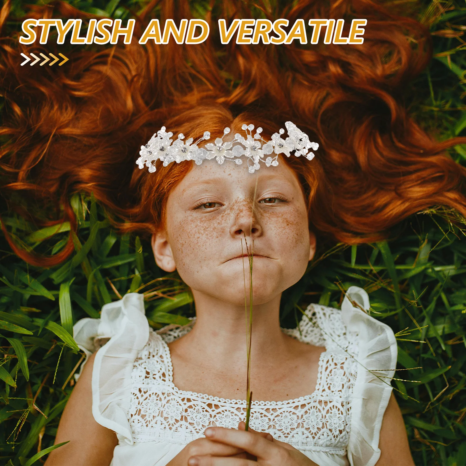 غطاء رأس الزفاف إكسسوارات شعر الزفاف زهرة فتاة عقال اللؤلؤ الزجاج تاج الأبيض الأزهار الشعر الكرمة للأطفال العروس