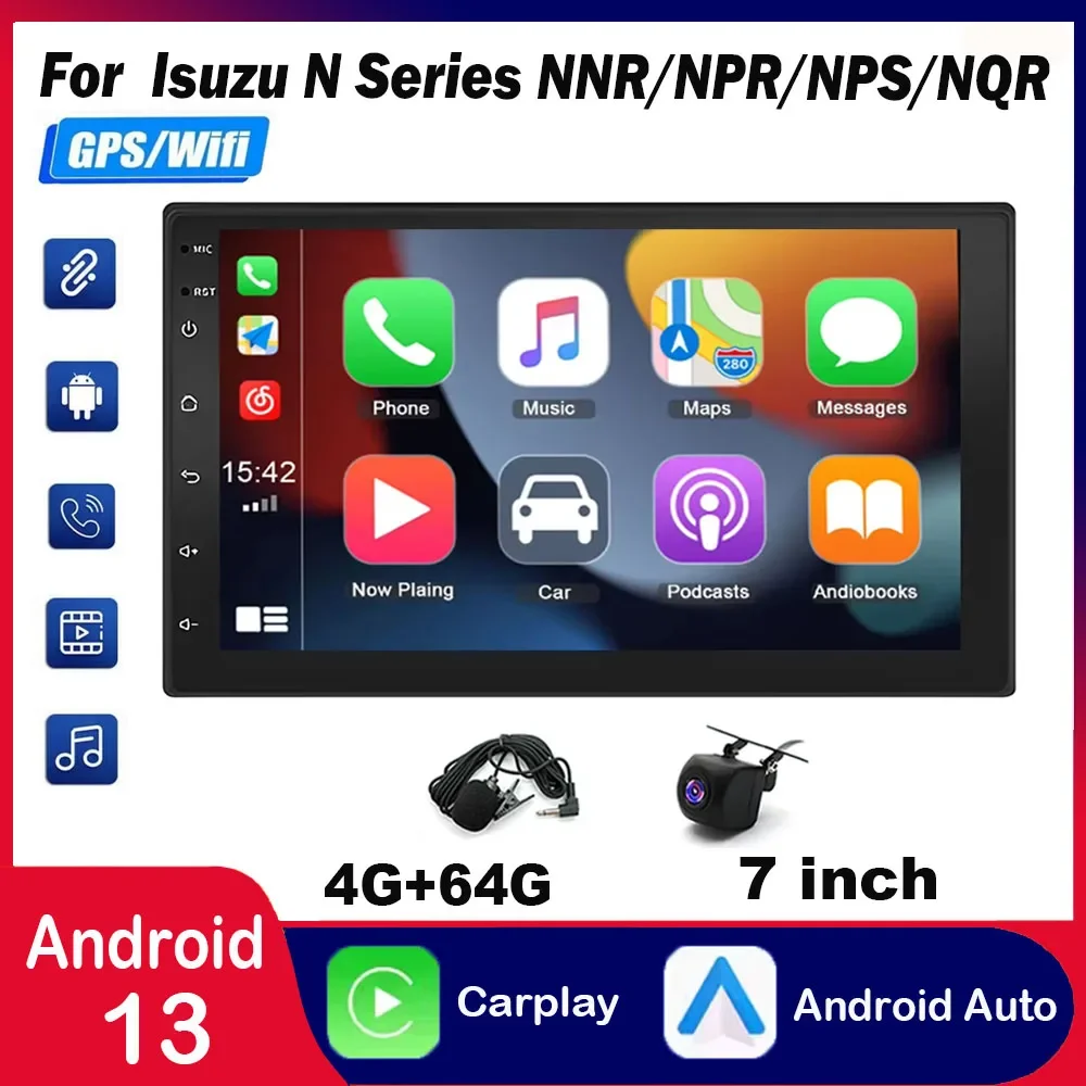 

Suitable Isuzu Isuzu N series 7-inch universal phones Android 13 built-in Carplay+ Android auto/4+64G+AHD camera