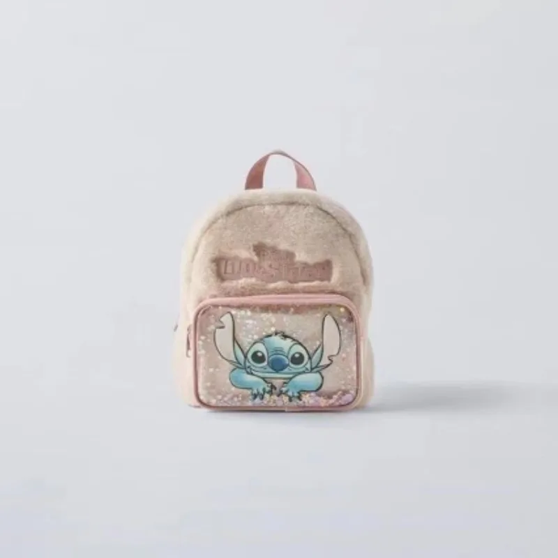 2025 New Disney Co-branded New Plush Stitch School Bag Cartoon Cute Kindergarten School Bag Childlike Girl Backpack