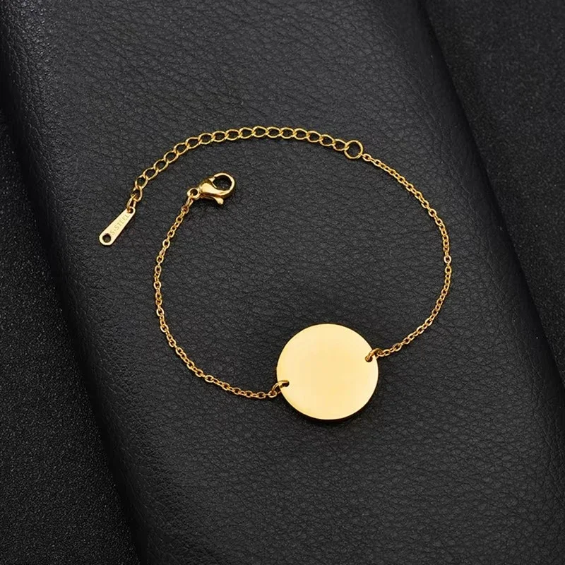 10 Pcs Set 15/20/25mm 304 Stainless Steel Mirror Circular Pendant Adjustable Bracelet Suitable for Giving Children Jewelry Gifts
