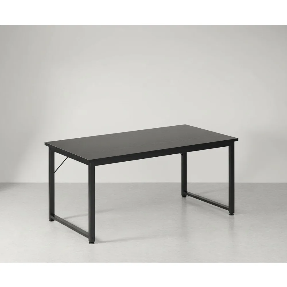 54 Inch Large Modern Office Desk, Gaming & Writing Desk with Metal Frame, Spacious Legroom, Black