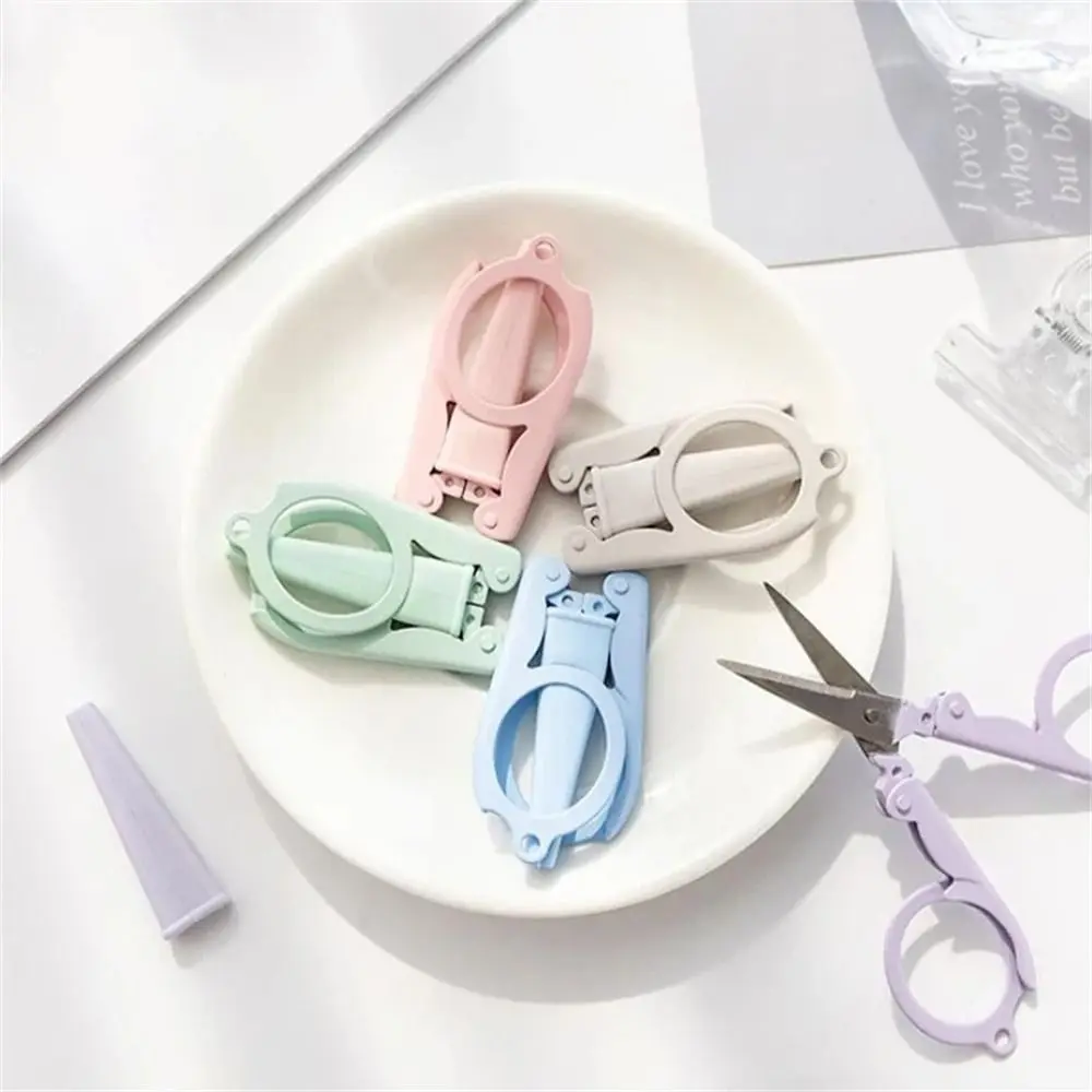 Travel Morandi Color Folding Scissors Stainless Steel Paper Work Stationary Scissors School Art Tool Paper Cutter Stationery