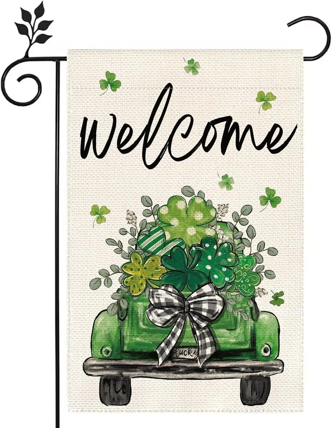 St. Patrick's Day Garden Flag 12x18 Double-Sided Green Truck Clover Gold Coin Spring Welcome Yard Flag Outdoor Decor XAA UUV SSL