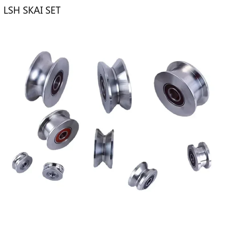 1pc Stainless Steel Track Pulley Customized Bearing Wheel V/U/H Type Wire Rope Lifting Pulleys Sliding Door Wheels Rollers