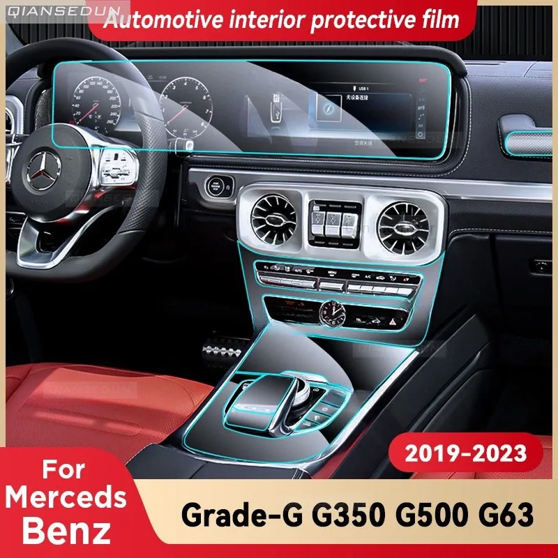 Automotive Interior Protective Film Anti-Scratch For Merceds Benz G Grade G350 G500 2019-2023 Gearbox Panel Dashboard Navigation