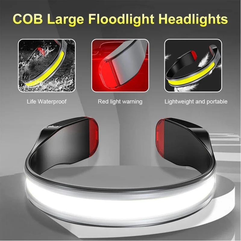 

NEW COB LED Headlamp USB Rechargeable Headlight Torch 3 Lighting Modes Work Light Waterproof Night Running Hanging Neck Lamp