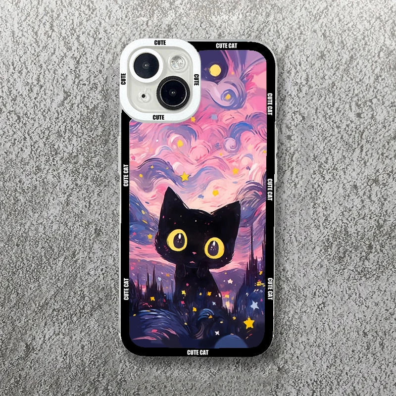 Cute Black Cat Soft Clear Phone Case For Xiaomi 11 Lite 5G NE 14 13T 13 12T 12X 12 Poco M6 X5 F5 X3 Pro X6 Shockproof Back Cover