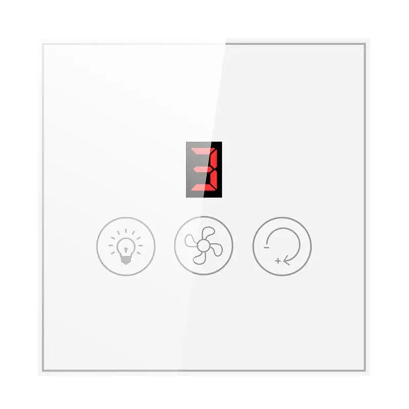 A84E-Switch Tuya Smart Switch Ceiling Fan Lamp Alexa Google Home Remote APP Control Control Speed Works White EU Plug