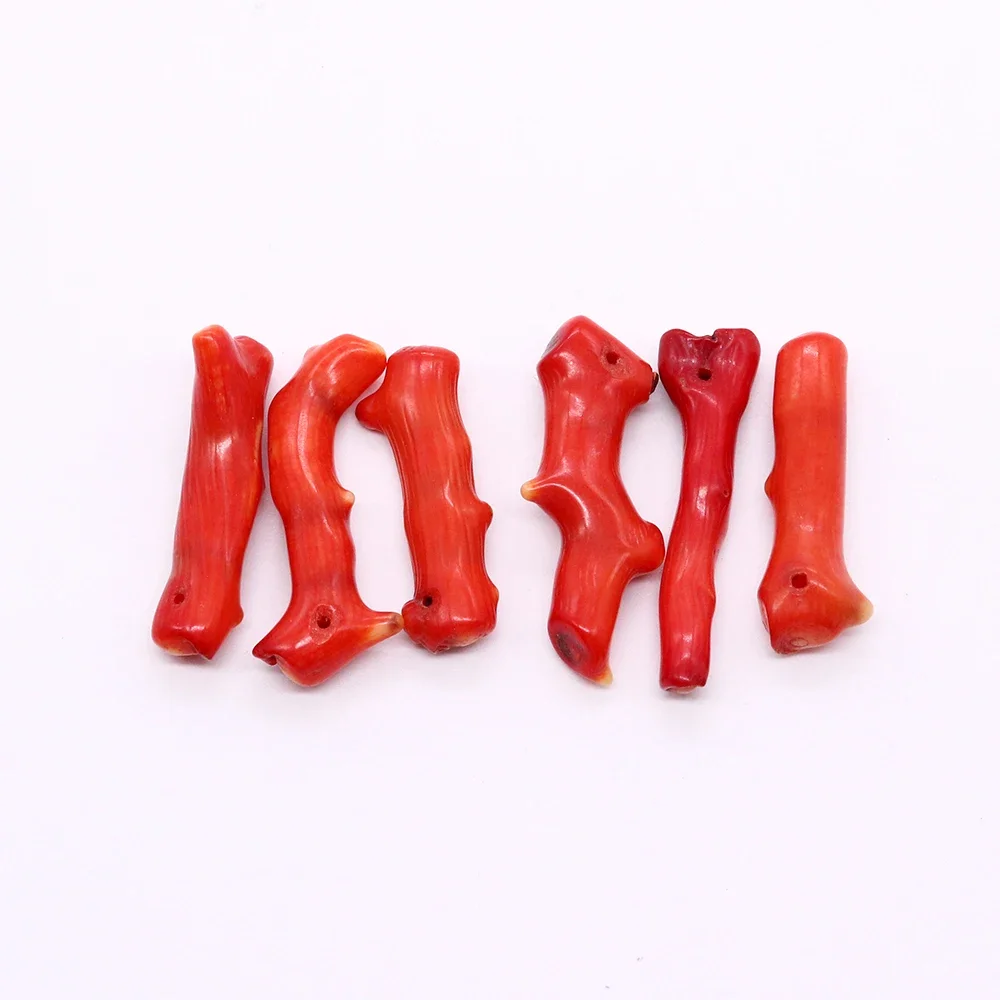 Natural Stone Red Coral Beads Tree Branch Loose Spacer Coral Beads for Jewelry Making 13x37mm Bracelet DIY Handmade Accessories