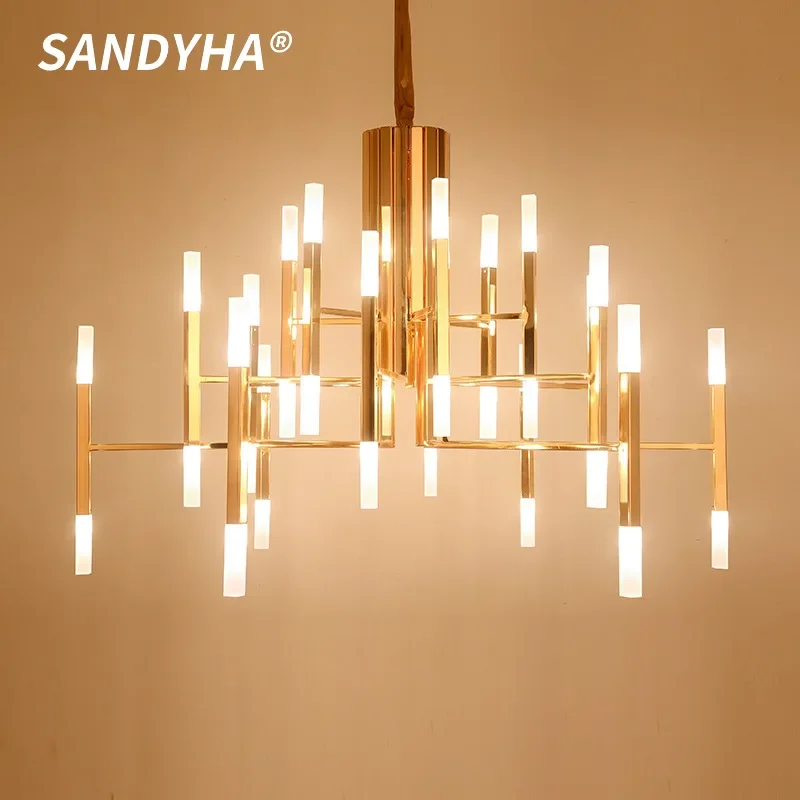 

SANDYHA Clothing Store Creative Golden Pendant Light Suitable For Nordic Living Room Restaurant Bedroom Interior Deco Chandelier