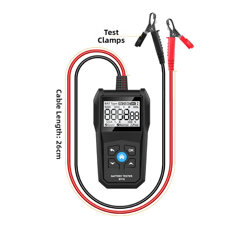 BT10 Automotive Battery Monitor for Real Time Voltage SOC SOH Readings Internal Resistance and Cold Cranking Amps