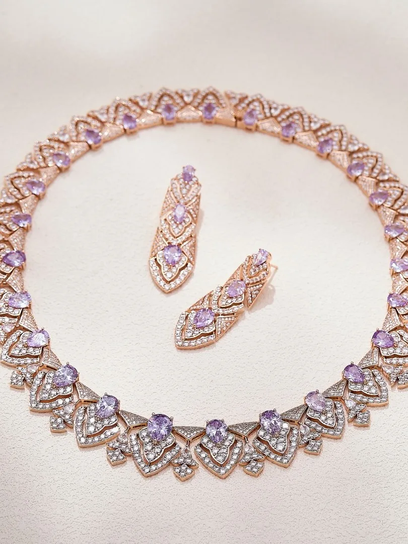 gold-plated-zircon-necklace-earring-set-fan-shape-evening-wedding-dress-jewelry-vintage-style-alloy-flowers-for-women