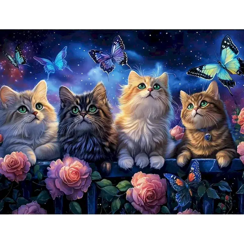 

RUOPOTY Cute Cat Paint By Numbers Acrylic paints Decorative Paintings Landscape for Adults Beginners Handicraft Art Digital Oil