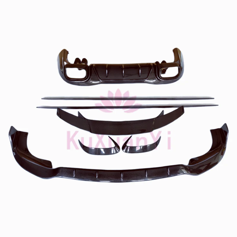 Para Mercedes Benz AMG G50 AMG G43 AMG G BS estilo Kit de carrocería de fibra de carbono seca borde de barra delantera falda lateral y difusor trasero