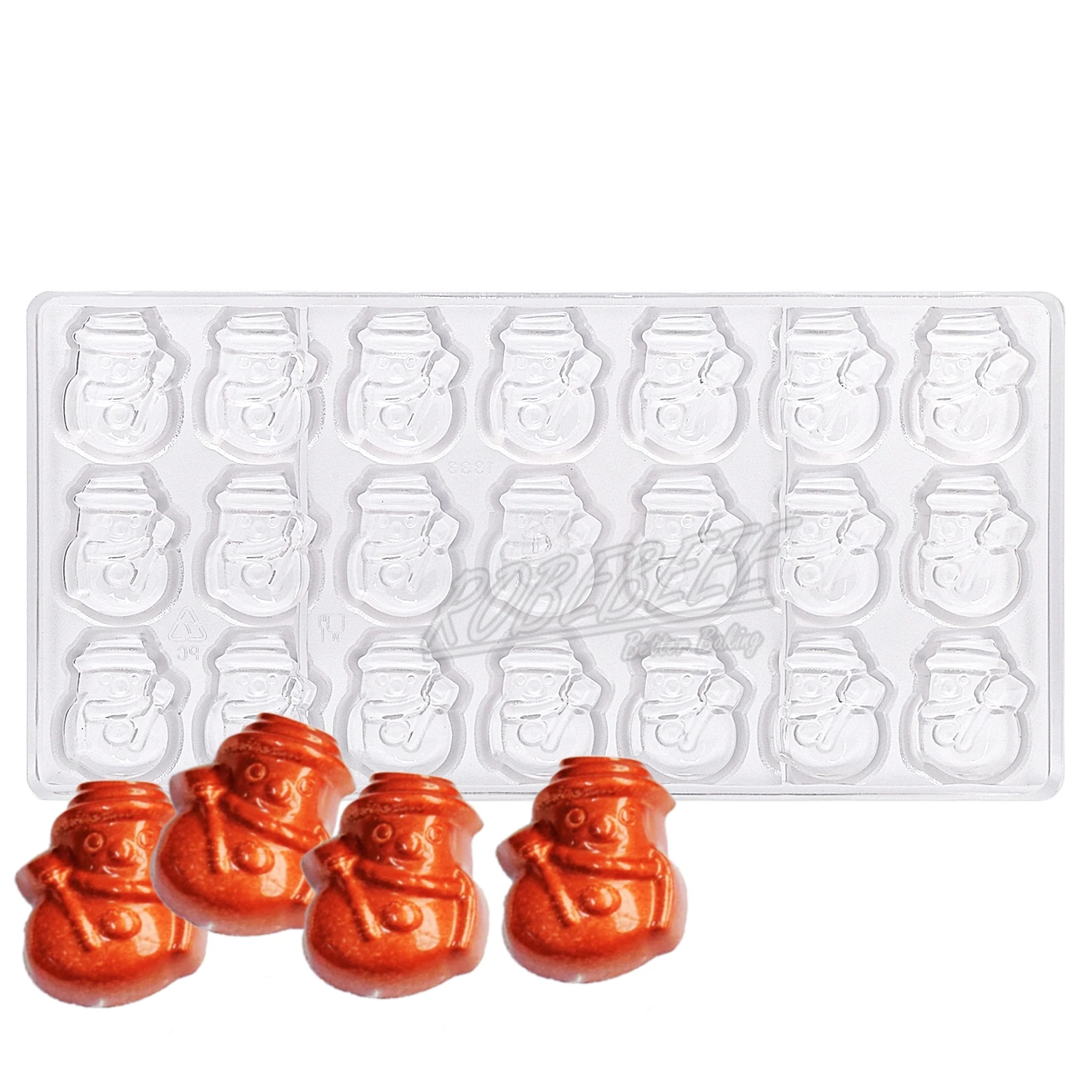 21 Cavities Snowman Shape Polycarbonate Chocolate Mold Candy Maker Sugarcraft Molding Ice Cube Pastry Molds DIY Bakeware Gadgets