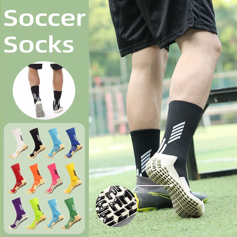 Athletic Soccer Socks Anti-slip Gripping Soft Fabric For Unisex Adults Kids Football Basketball Hockey Sports