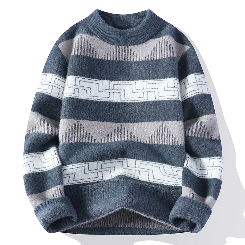 

Men's Thiened f High Collar Knitted Sweater Casual Winter Warm Top Casual Loose Fit round Ne Long Sve Polyester