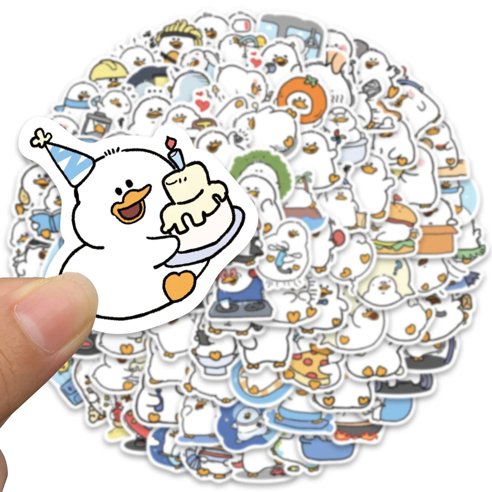 100pcs/pack Chubby Duck Cartoon Cute Plump Animal Stickers Scrapbook Laptop Phone Luggage Diary Car Motorcycle Sticker Toy