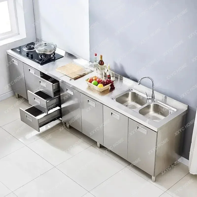 YY Stainless Steel Cabinet 304 Thickened Kitchen Stove Locker Cupboard Simple